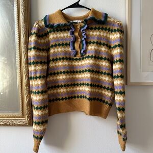 Mango jacquard mustard purple and green size medium